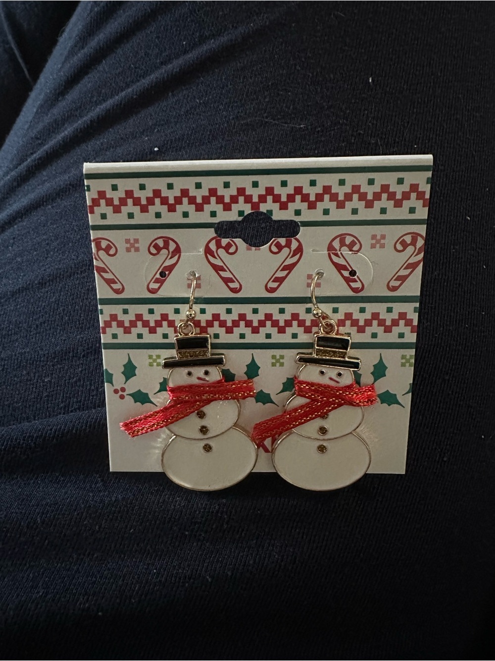 Festive Snowman Drop Earrings with Red Scarf - Women Accessories